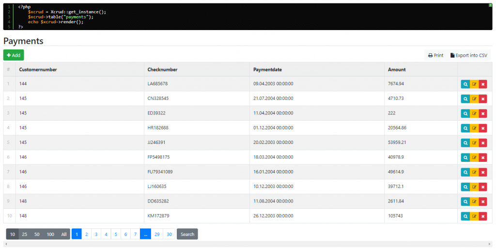 xCRUD CodeIgniter, Alternatif PHP CRUD 
