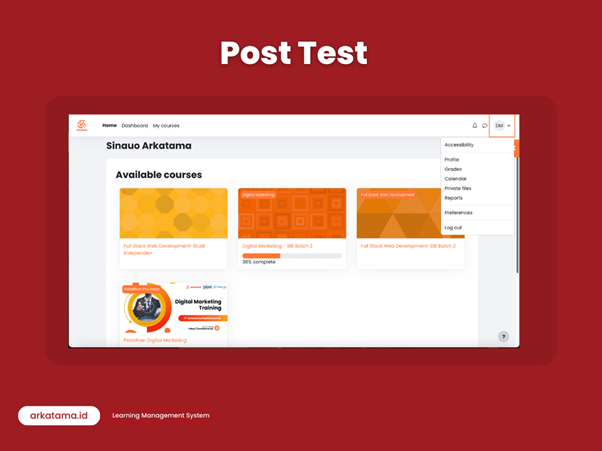 fitur post-test pada learning management system (lms)